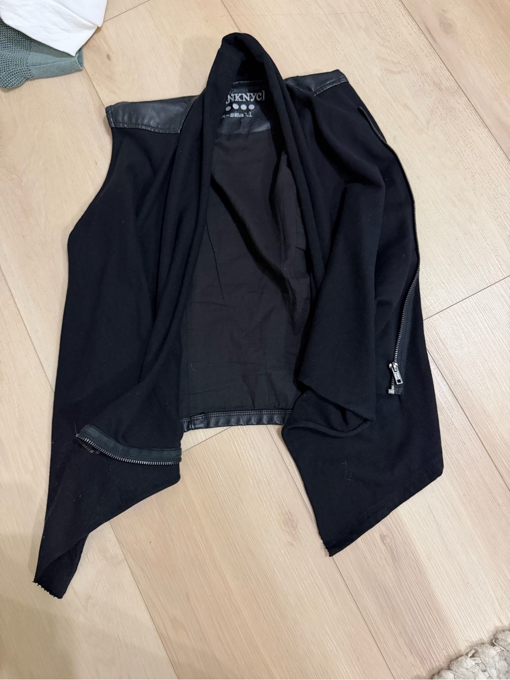 Blank NYC Black Draped Open-Front Vest size xs